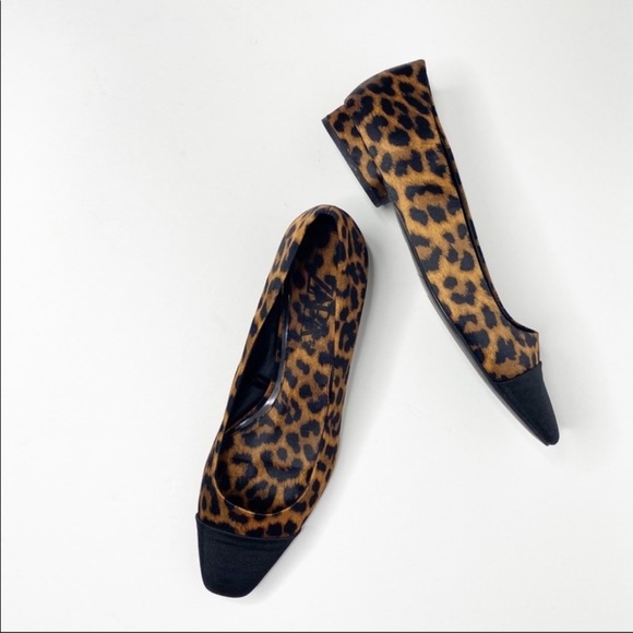 ZARA Animal Print Black Point Toe Flat with Heel Size 6 - Picture 5 of 9